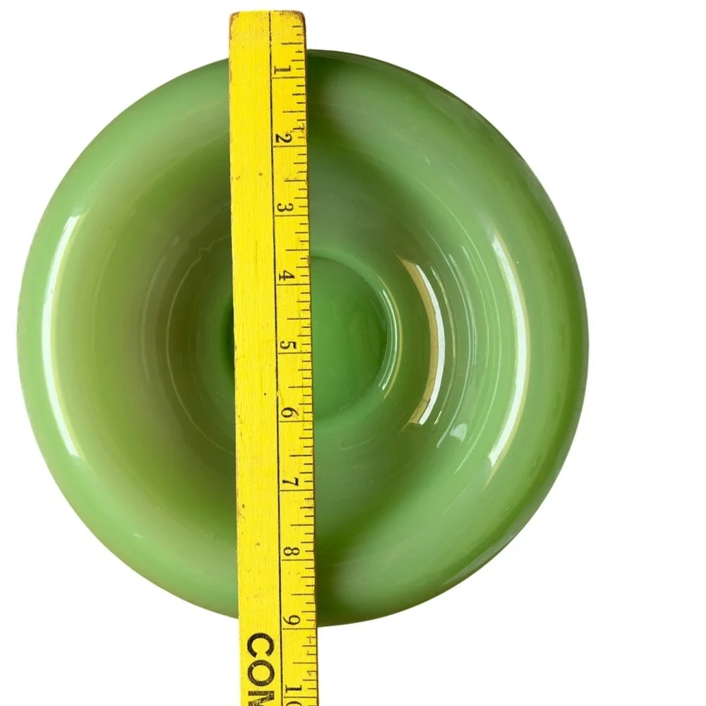 Vintage Fenton Jadeite Bowl 9 in Smooth Rim Glassware Mid Century Modern Kitchen